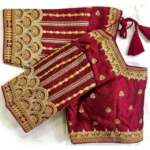 Generic Women's Phantom Silk Embroidered Designer Neck Padded Blouse (Maroon 38 Ready (Alterable up to 42) - Image 2