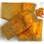 Generic Women's Phantom Silk Embroidered Designer Neck Padded Blouse (Mustard 38 Ready (Alterable up to 42) - Image 2