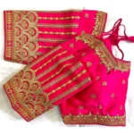 Generic Women's Phantom Silk Embroidered Designer Neck Padded Blouse (Pink 38 Ready (Alterable up to 42) - Image 2