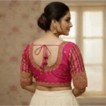 Generic Women's Phantom Silk Embroidered Designer Neck Padded Blouse (Pink 38 Ready (Alterable up to 42) - Image 3