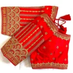 Generic Women's Phantom Silk Embroidered Designer Neck Padded Blouse (Red 38 Ready (Alterable up to 42) - Image 2