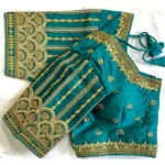 Generic Women's Phantom Silk Embroidered Designer Neck Padded Blouse (Teal 38 Ready (Alterable up to 42) - Image 2