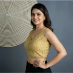 Generic Women's Silk Blend Embroidered V-Neck Non Padded Blouse (Beige 38 Ready (Alterable up to 42) - Image 2