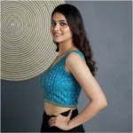 Generic Women's Silk Blend Embroidered V-Neck Non Padded Blouse (Sky 38 Ready (Alterable up to 42) - Image 2