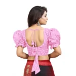 Generic Women's Cotton Embroidered V-Neck Non Padded Blouse (Light Pink 36 Ready (Alterable up to 42) - Image 2