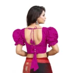 Generic Women's Cotton Embroidered V-Neck Non Padded Blouse (Pink 36 Ready (Alterable up to 42) - Image 2