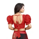 Generic Women's Cotton Embroidered V-Neck Non Padded Blouse (Red 36 Ready (Alterable up to 42) - Image 2