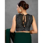 Generic Women's Rayon Cotton Bandhani Printed Halter Neck Non Padded Blouse (Black 38 Ready (Alterable up to 42) - Image 2