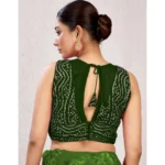 Generic Women's Rayon Cotton Bandhani Printed Halter Neck Non Padded Blouse (Green 38 Ready (Alterable up to 42) - Image 2