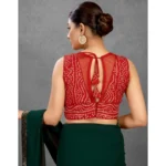 Generic Women's Rayon Cotton Bandhani Printed Halter Neck Non Padded Blouse (Red 38 Ready (Alterable up to 42) - Image 2