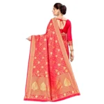 Women's Banarasi silk Saree with Blouse (Red, 5-6mtr) - Image 2