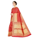Women's Banarasi silk Saree with Blouse (Red, 5-6mtr) - Image 3