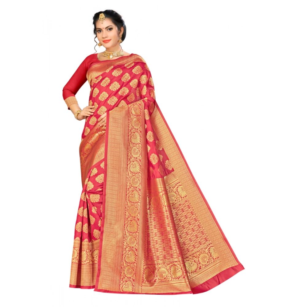 49730447331_b5a880688f_o_d-1000x1000-1.webp Women's Banarasi silk Saree with Blouse (Red, 5-6mtr) - Image 1