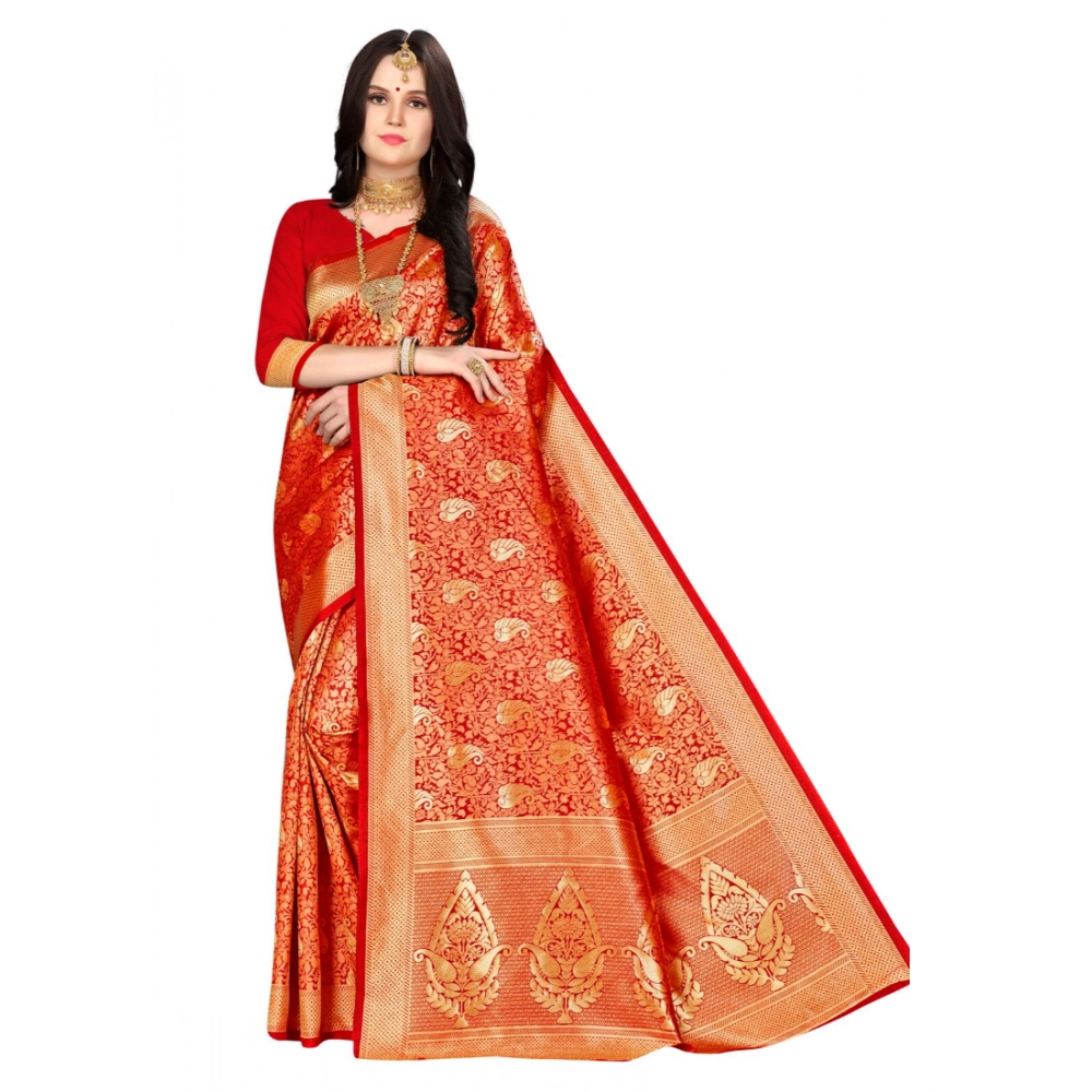 49730763567_89af697b72_o_d-1000x1000-1.webp Women's Banarasi silk Saree with Blouse (Red, 5-6mtr) - Image 1