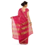 Women's Kota Doria Cotton Saree With Blouse (Rani,6-3 Mtrs) - Image 3