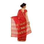 Women's Kota Doria Cotton Saree With Blouse (Red,6-3 Mtrs) - Image 2
