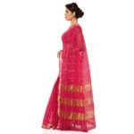Women's Kota Doria Cotton Saree With Blouse (Rani,6-3 Mtrs) - Image 2