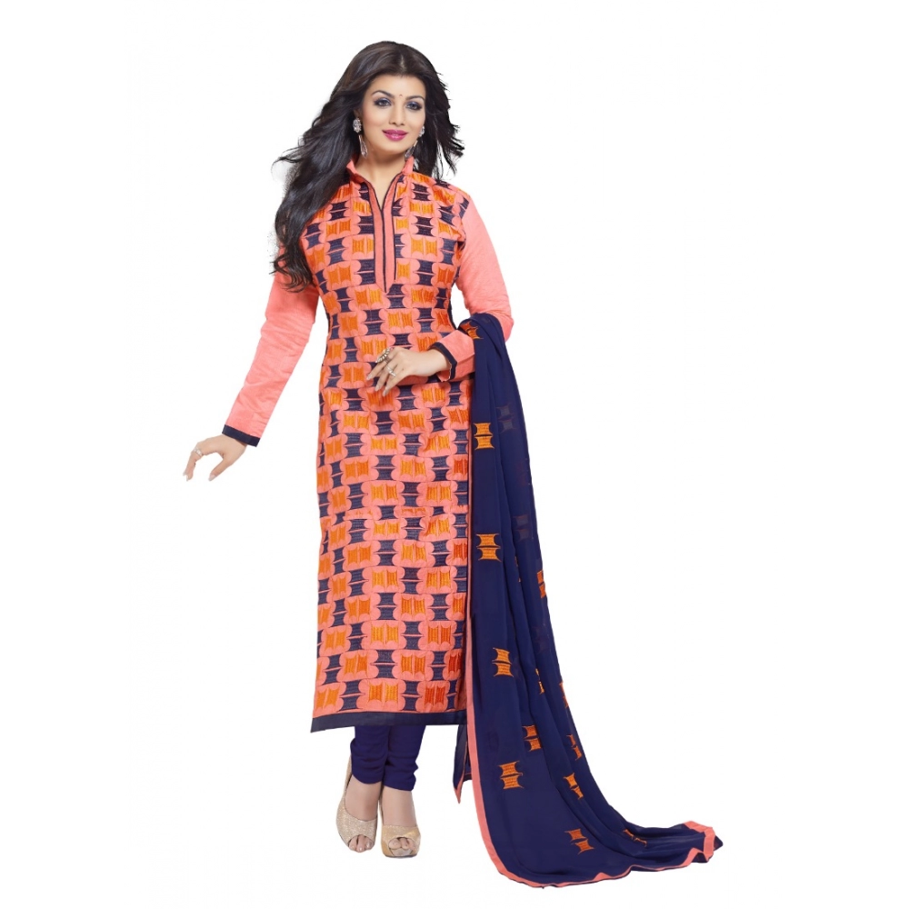 50992574252_dc0360c11a_o_d-1000x1000-1.webp Women's Chanderi Unstitched Salwar Suit-Material With Dupatta (Orange,2.2 Mtrs) - Image 1