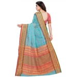 Women's Kota Doria Cotton Woven Butta Saree With Blouse (Sky Blue, 5-6 Mtrs) - Image 2
