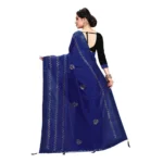 Women's Vichitra Silk HotFix Stone Work Saree With Blouse (Blue, 5-6 Mtrs) - Image 2