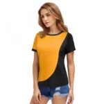 Women's Polyester, Knitting Western Wear T-Shirt (Yellow) - Image 4