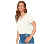 Women's Polyester, Knitting Western Wear T-Shirt (White) - Image 4