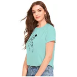 Women's Cotton Western Wear T-Shirt (Green) - Image 4