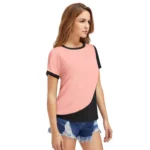 Women's Polyester, Knitting Western Wear T-Shirt (Peach) - Image 2