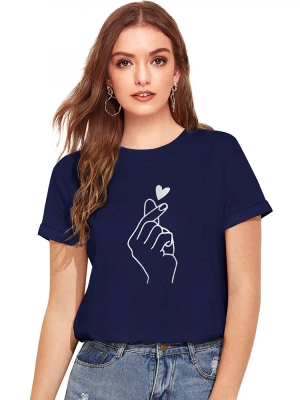 Women's Cotton Western Wear T-Shirt (Blue)
