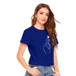 Women's Cotton Western Wear T-Shirt (Royal Blue) - Image 3