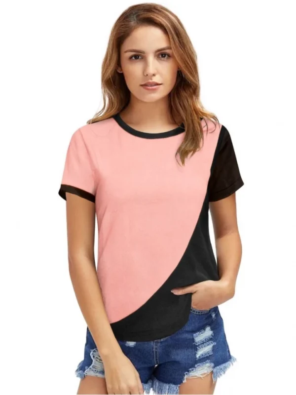 Women's Polyester, Knitting Western Wear T-Shirt (Peach)