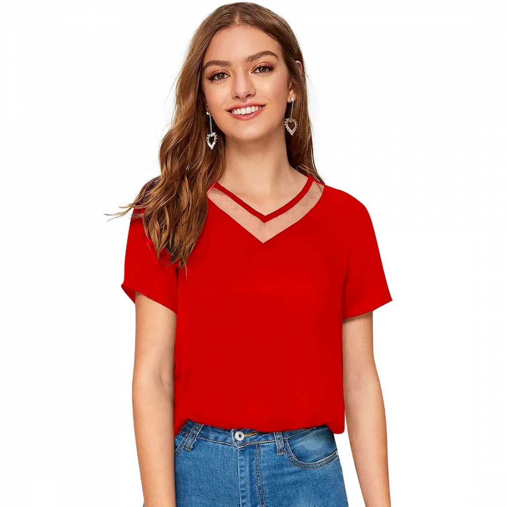 51355289555_1f92fb8fd7_o_d-1000x1000-1.webp Women's Polyester, Knitting Western Wear T-Shirt (Red) - Image 1