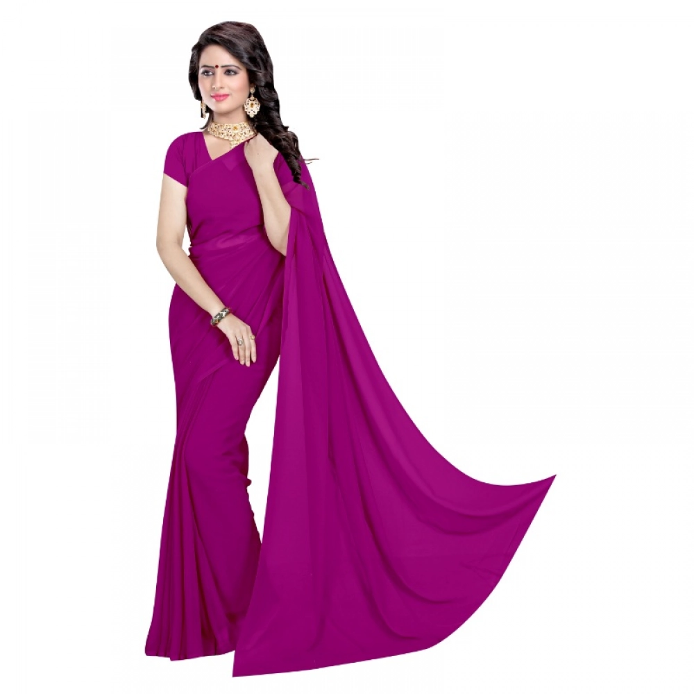 51404450534_734e983b25_o_d-1000x1000-1.webp Women's Georgette Plain Saree With Blouse (Jamli, 5-6 Mtrs) - Image 1