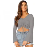 Women's 95% Polyester 5% Spandex Western Wear Tops (Grey)