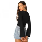 Women's 95% Polyester 5% Spandex Western Wear Tops (Black) - Image 2