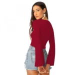 Women's 95% Polyester 5% Spandex Western Wear Tops (Maroon) - Image 2