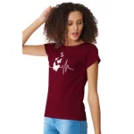Women's Cotton Western Wear T Shirt (Maroon) - Image 5