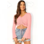 Women's 95% Polyester 5% Spandex Western Wear Tops (Peach) - Image 5