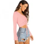 Women's 95% Polyester 5% Spandex Western Wear Tops (Peach) - Image 2