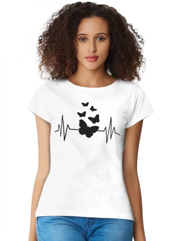 Women's Cotton Western Wear T Shirt (White)