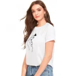 Women's Cotton Western Wear T Shirt (White) - Image 5