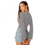 Women's 95% Polyester 5% Spandex Western Wear Tops (Grey) - Image 2