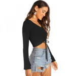 Women's 95% Polyester 5% Spandex Western Wear Tops (Black) - Image 3