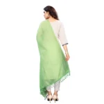 Women's Cotton Silk Strips Printed Dupatta (Parrot Green, Length:2-2.4 mtr) - Image 3