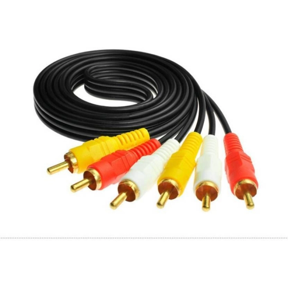 51960120284_2da13380e7_o_d-1000x1000-1.webp 3RCA Male to 3RCA Male Audio Video Cable 1.5 Yards Compatible for TV, LCD, LED, DTH, DVD, VCR (Black) - Image 1