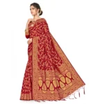 Women's Banarasi Silk Saree With Blouse (Maroon, 5-6Mtrs) - Image 3