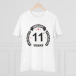Men's PC Cotton 11th Anniversary Printed T Shirt (Color: White, Thread Count: 180GSM) - Image 3