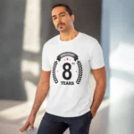 Men's PC Cotton 8th Anniversary Printed T Shirt (Color: White, Thread Count: 180GSM) - Image 6