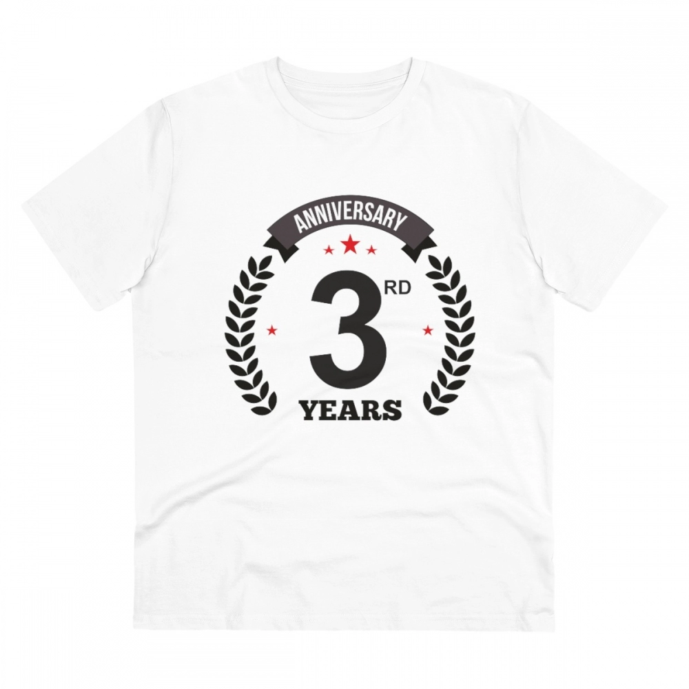 52054946957_f3062f0bd9_o_d-1000x1000-1.webp Men's PC Cotton 3rd Anniversary Printed T Shirt (Color: White, Thread Count: 180GSM) - Image 1