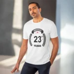 Men's PC Cotton 23rd Anniversary Printed T Shirt (Color: White, Thread Count: 180GSM) - Image 6